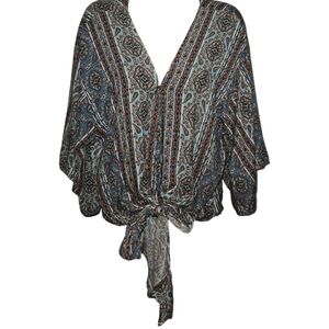NWT Just Polly New York Tie Front Blouse